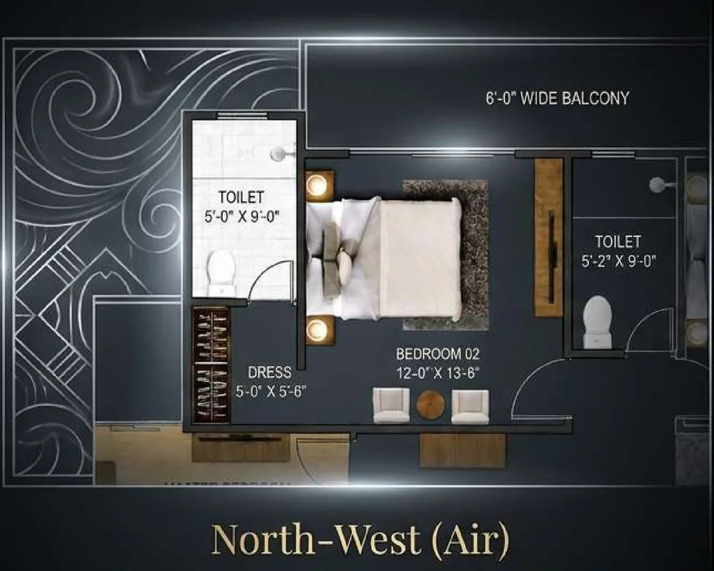 Vastu analysis: Bedroom 02, 12'-0" × 13'-6", in the North-West