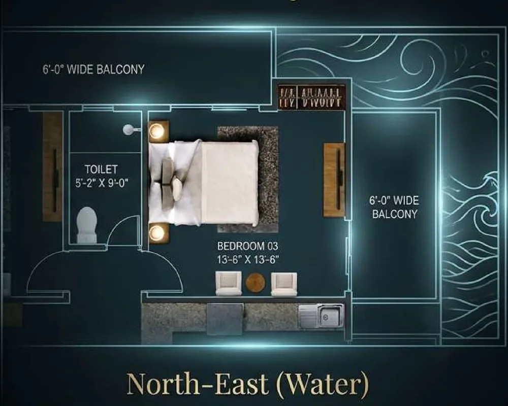 Vastu analysis: Bedroom 03, 13'-6" × 13'-6", in the North-East