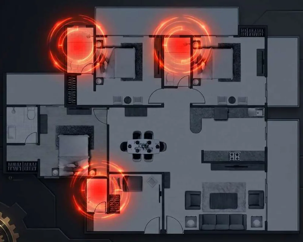 Vastu analysis: the toilets marked as friction points on the Unit 01 plan