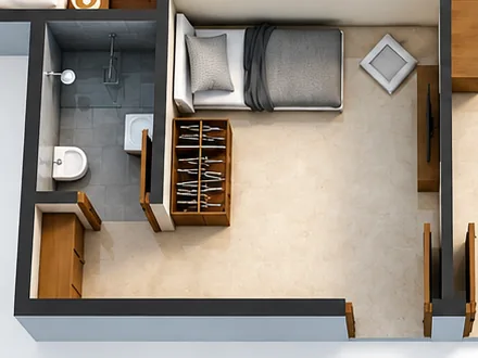 Servant's room, 10'-3" × 10'-0", with attached toilet