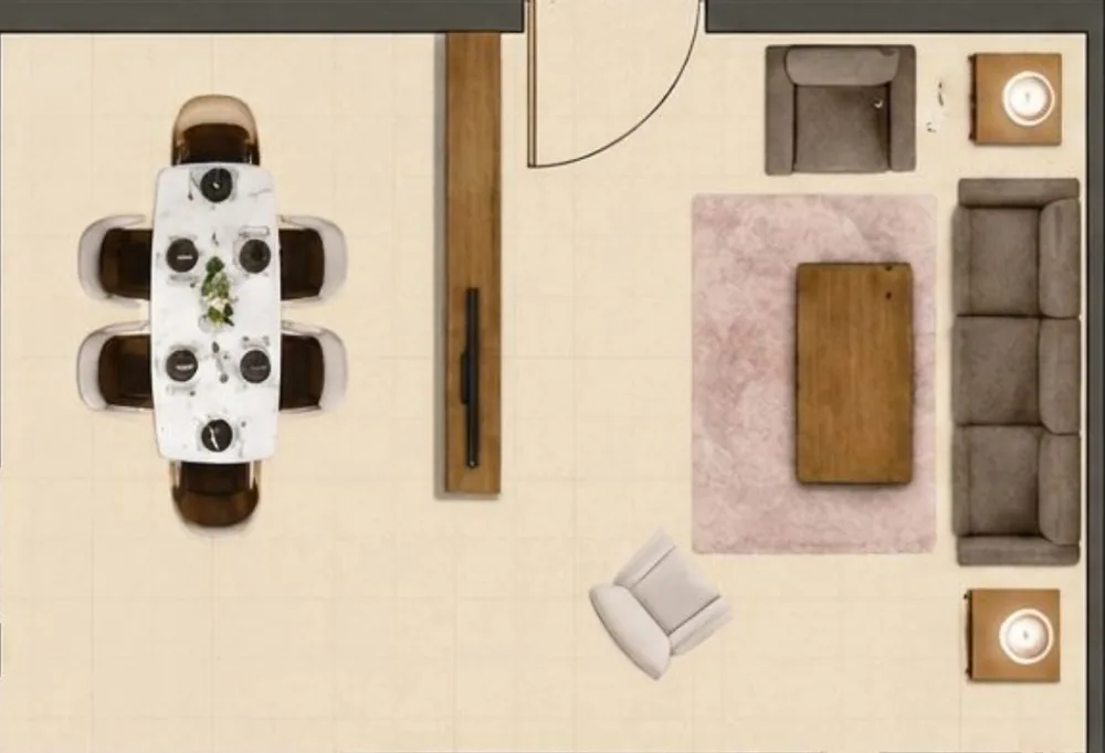 Living and dining room 21'-2" × 13'-8" with the main door