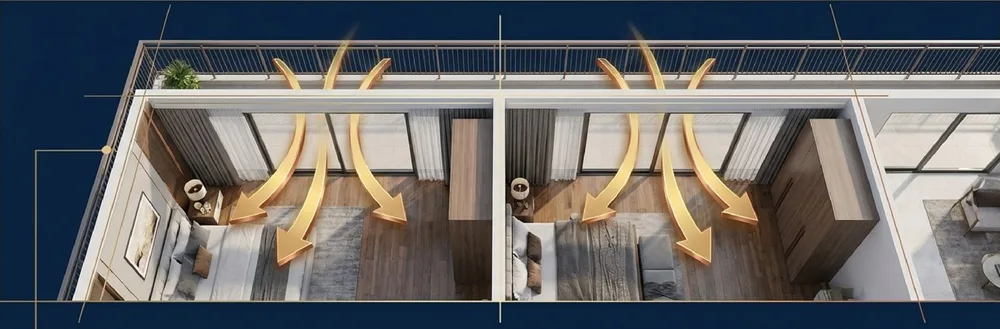 Vastu audit render: 6'-0" continuous north balcony